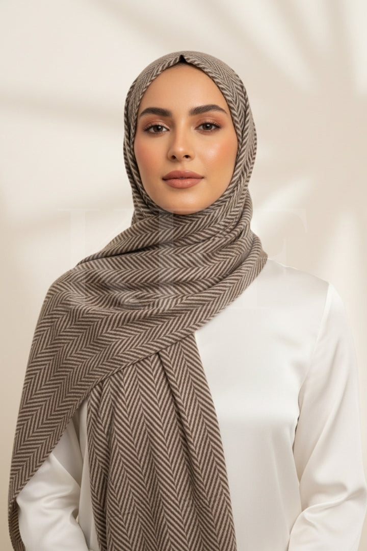 Patterned Cashmere - Creamy Brown