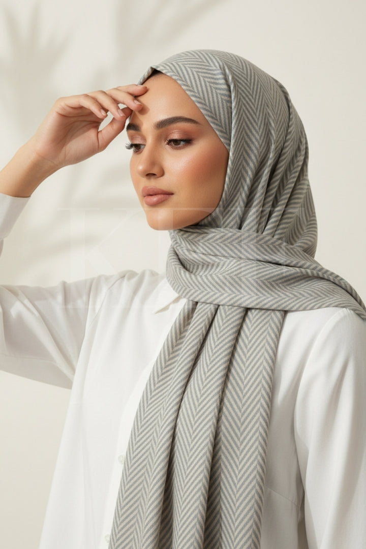 Patterned Cashmere - Creamy Grey