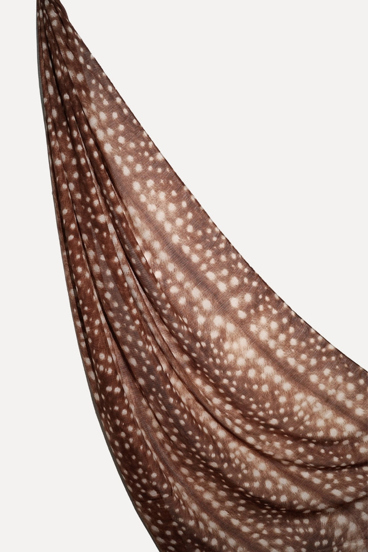 Deer Printed Lawn - Creamy Taupe
