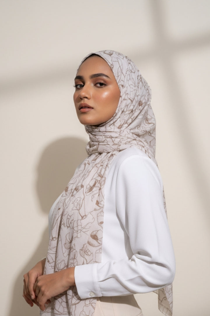 Noir Printed Lawn - Crepe