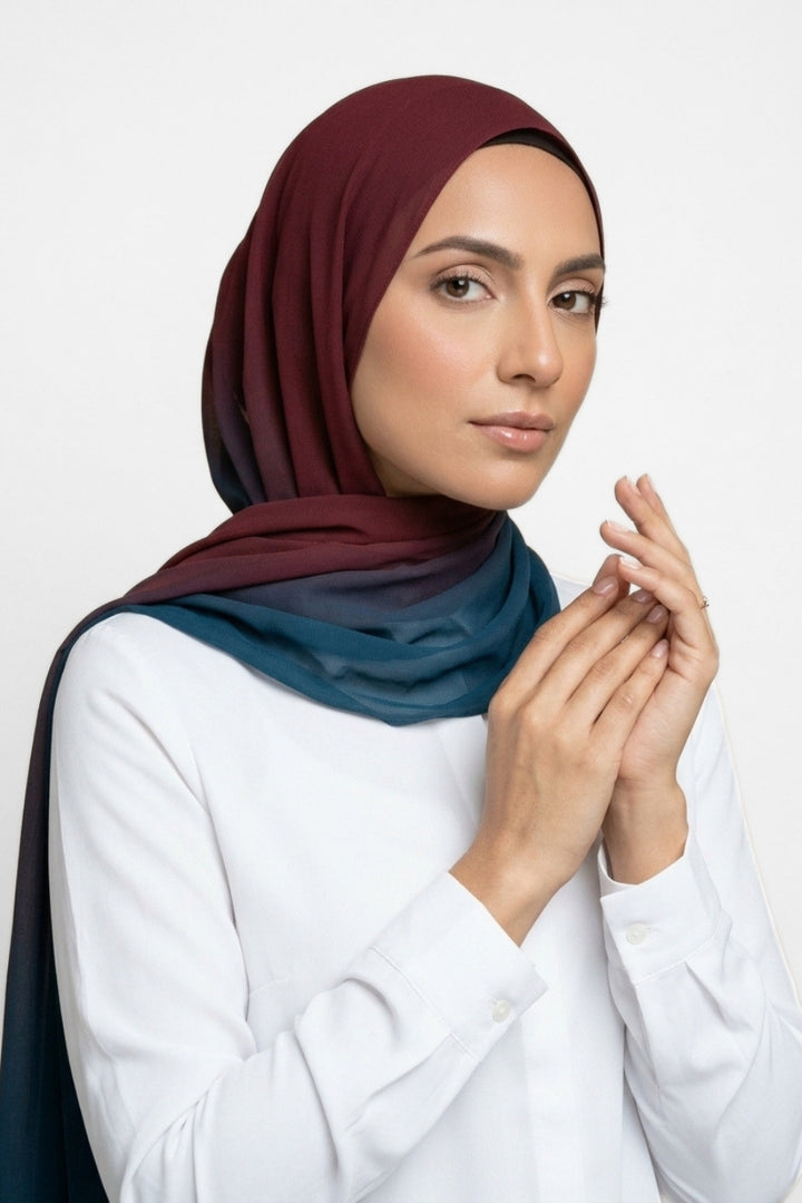 Ombre Georgette - Crimson