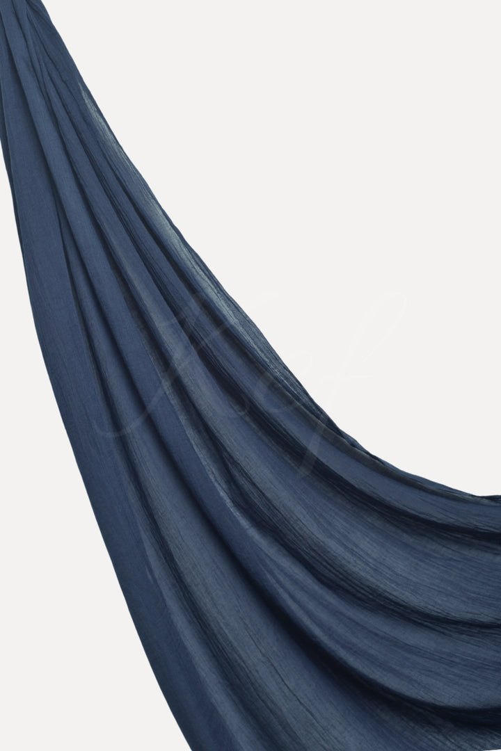 Crumpled Lawn Hijab - Dark Blue