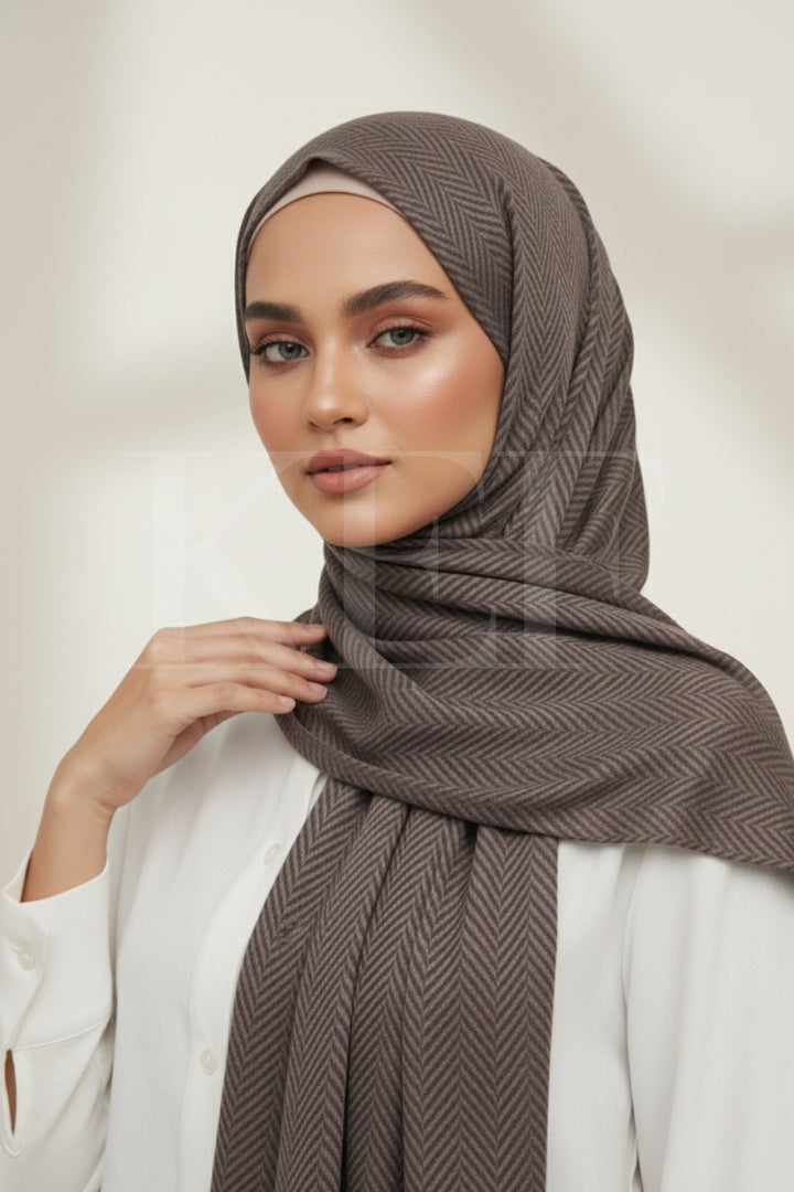 Patterned Cashmere - Dark Brown