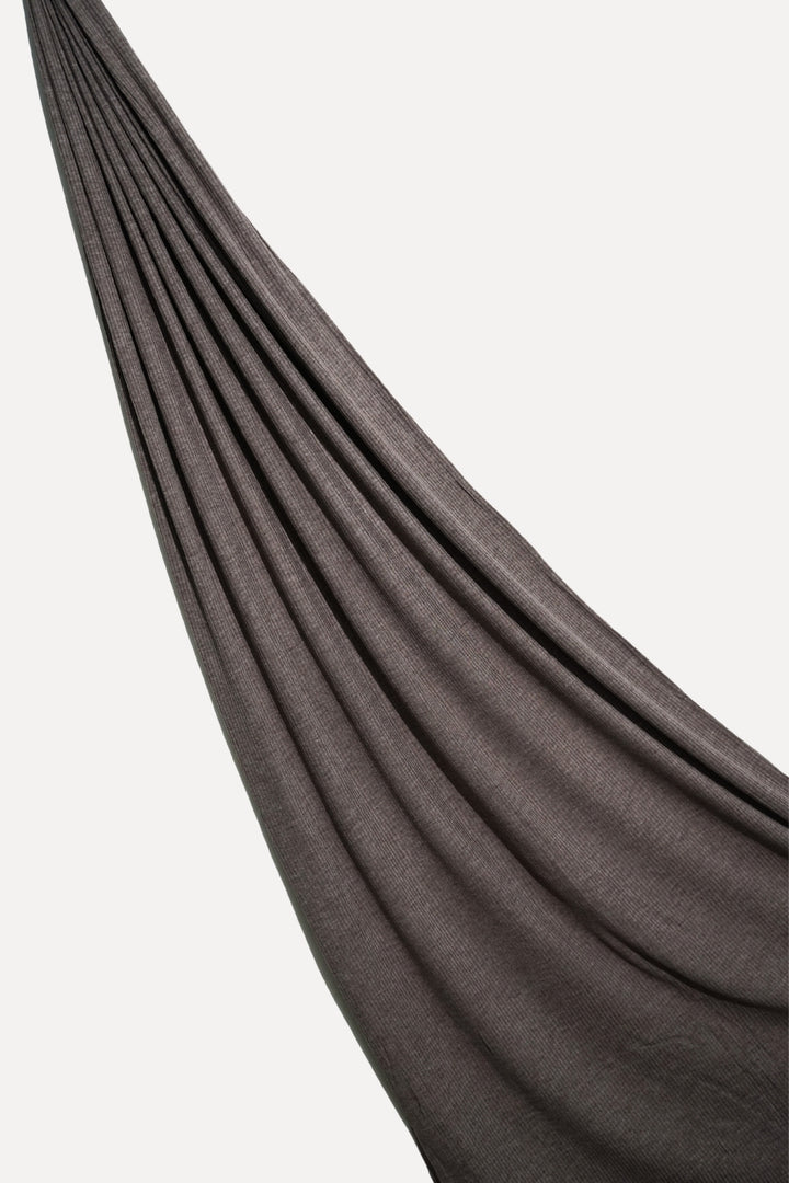 Textured Rib Jersey Hijab - Dark Brown