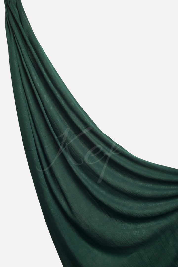 Monogram Turkish Lawn Hijab - Dark Green