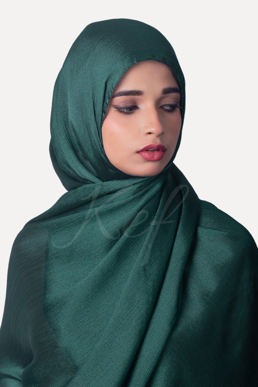 Crinkle Chiffon Hijab - Dark Green (Shimmer)