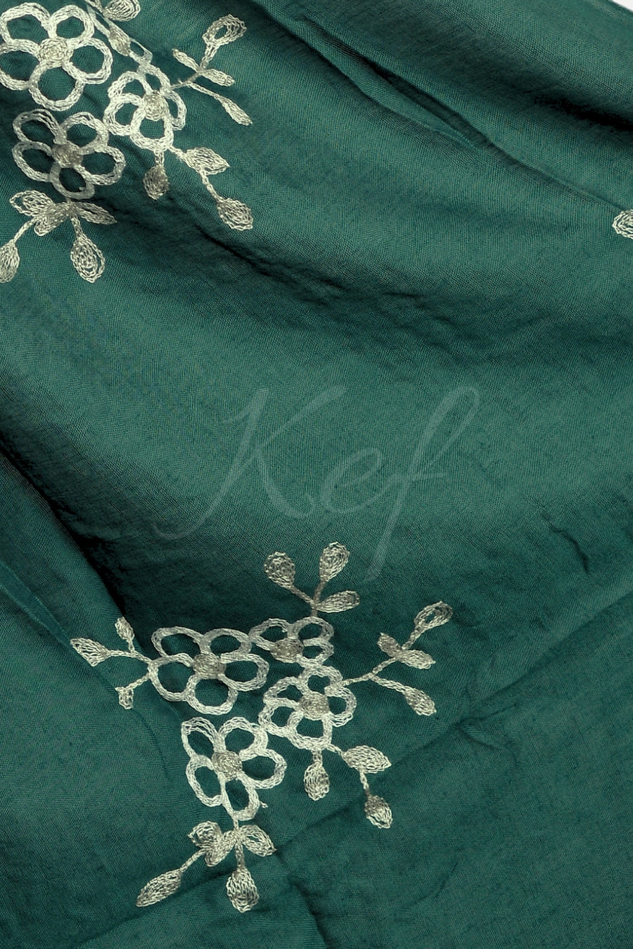 Alyssum Embroidery Lawn Hijab - Dark Green