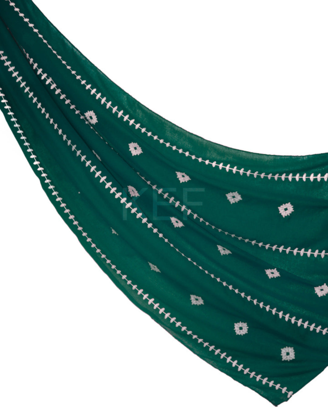 Whispers Embroidery Lawn Hijab - Dark Green
