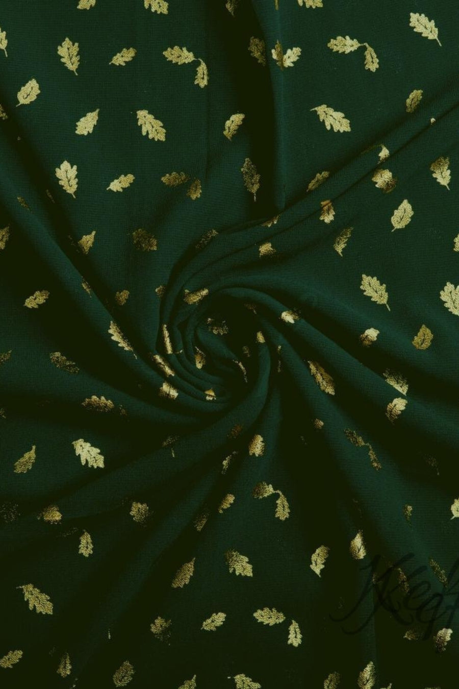 Golden Leaf Lawn Hijab - Dark Green