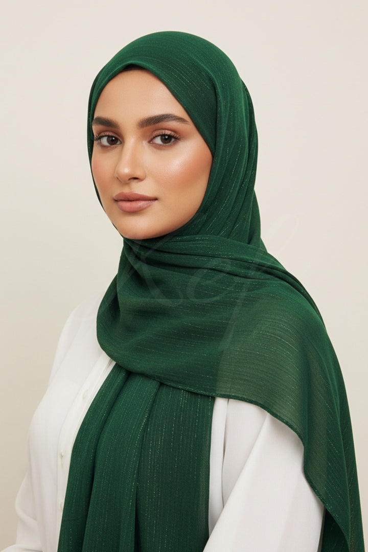 Metallic Chiffon - Dark Green
