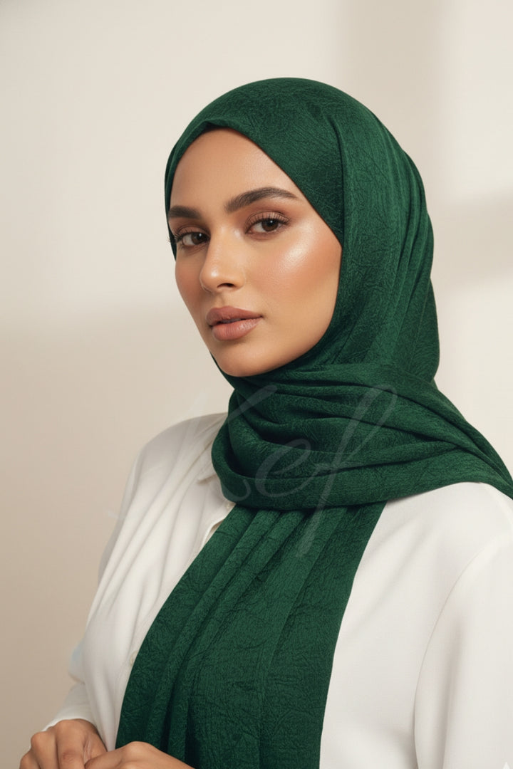Crepe Textured Chiffon - Dark Green