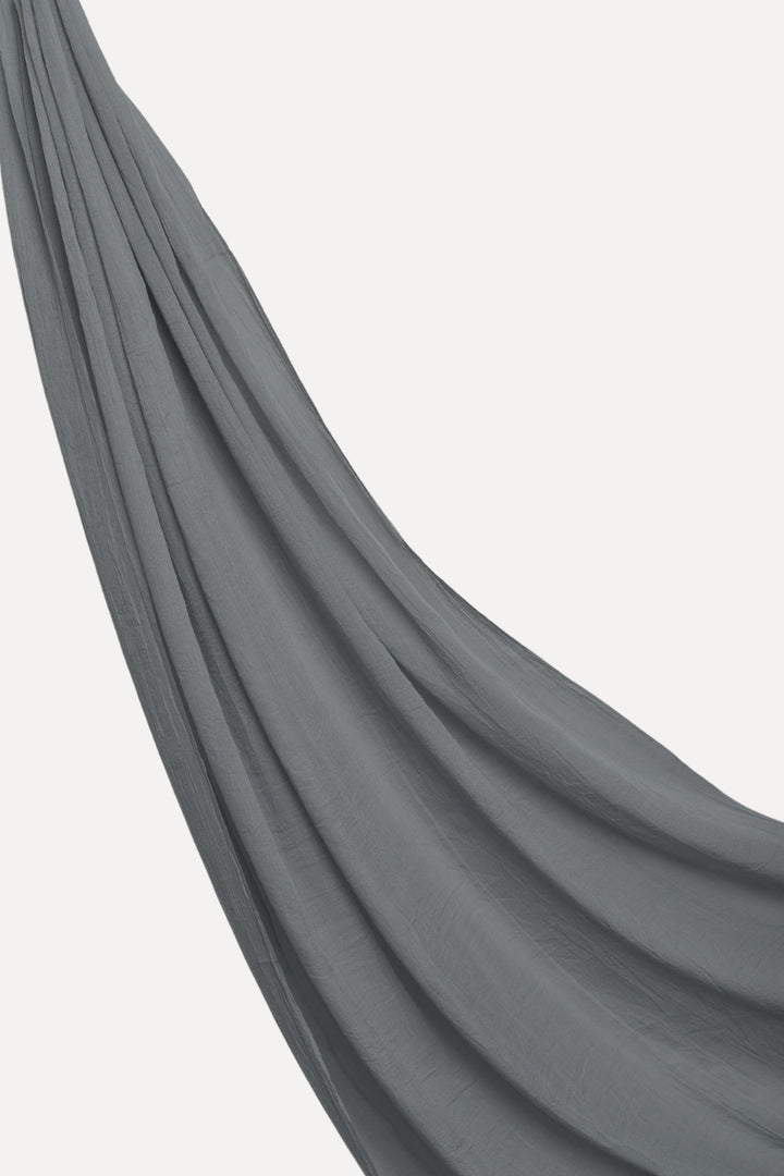 Soft Crumpled Lawn Hijab - Dark Grey