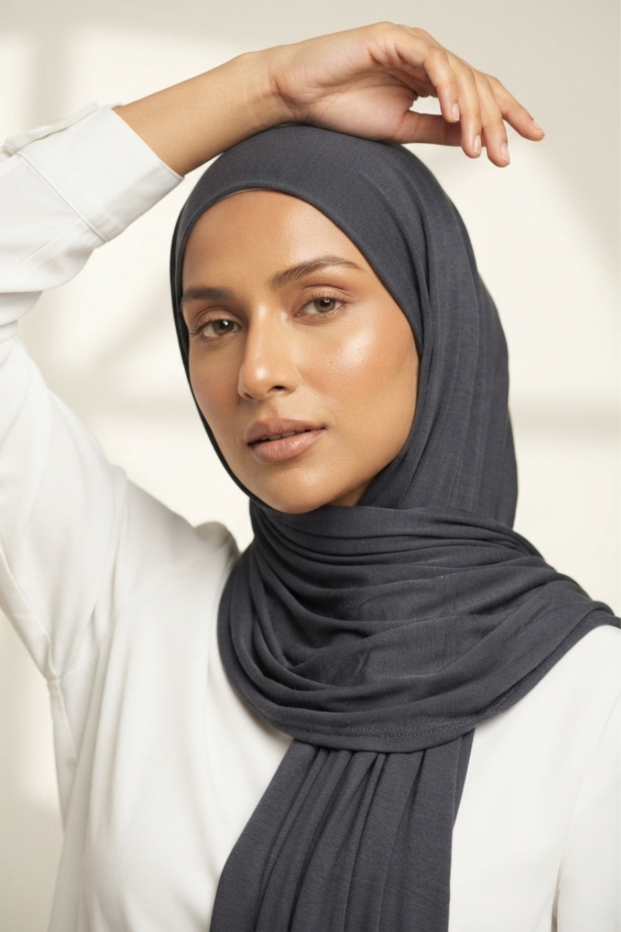 Plain Jersey Hijab - Dark Grey