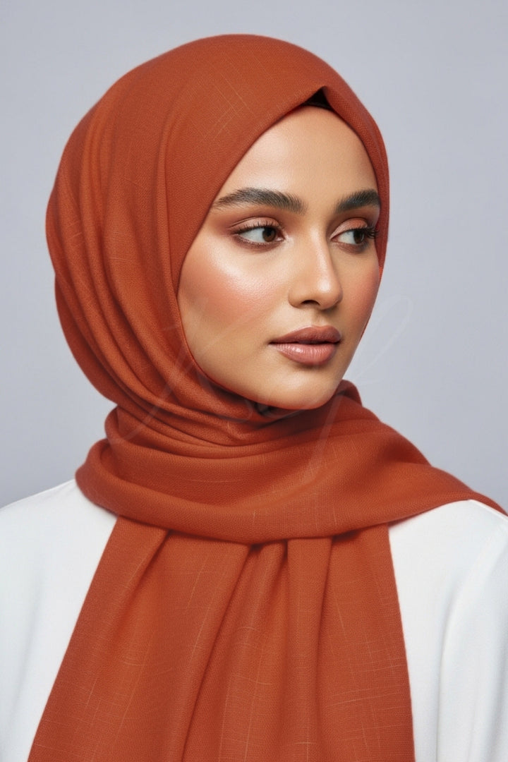 Turkish Lawn Hijab - Dark Orange