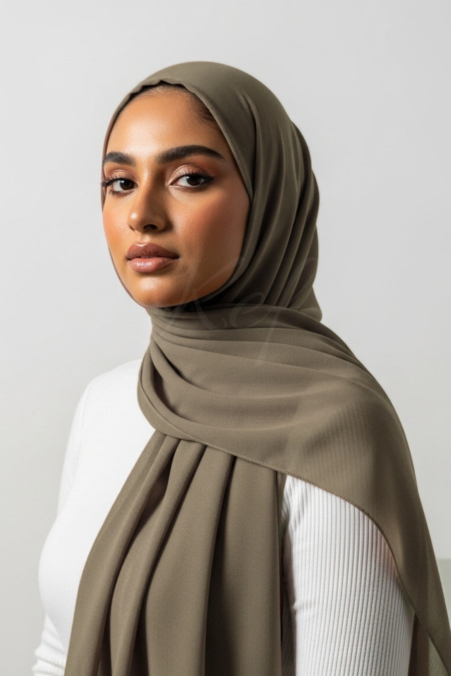 Georgette Hijab - Dark Taupe