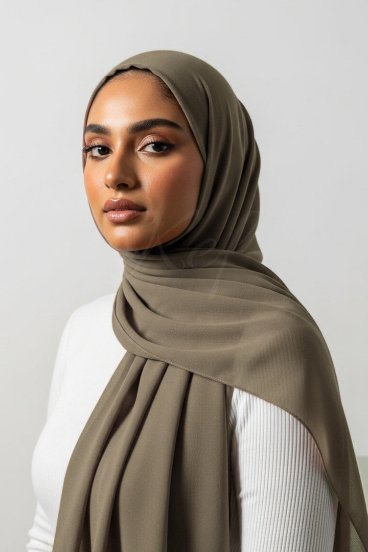 Georgette Hijab - Dark Taupe