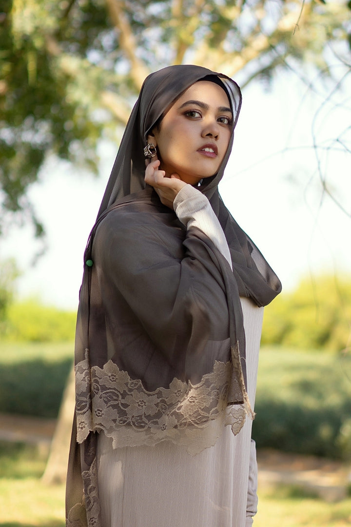 Chantilly Chiffon Hijab - Dark Taupe