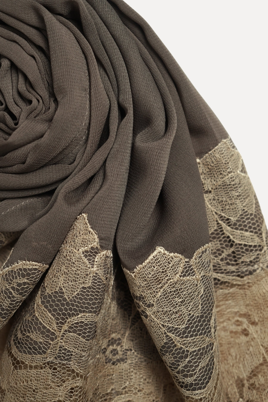 Chantilly Chiffon Hijab - Dark Taupe