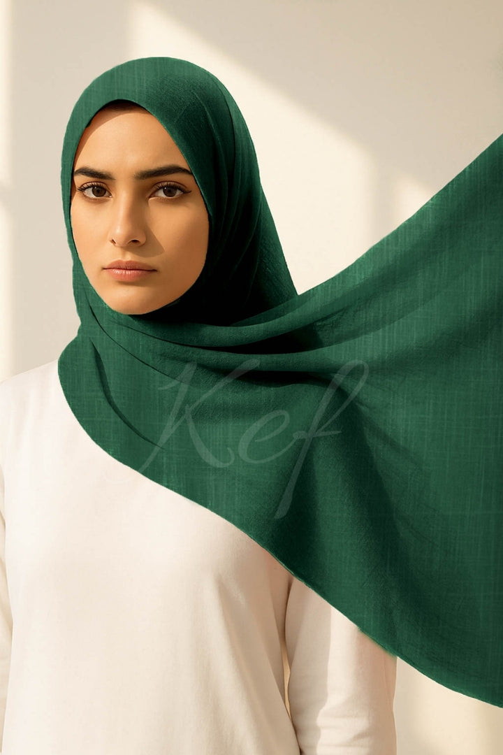 Turkish Lawn Hijab - Dark Green