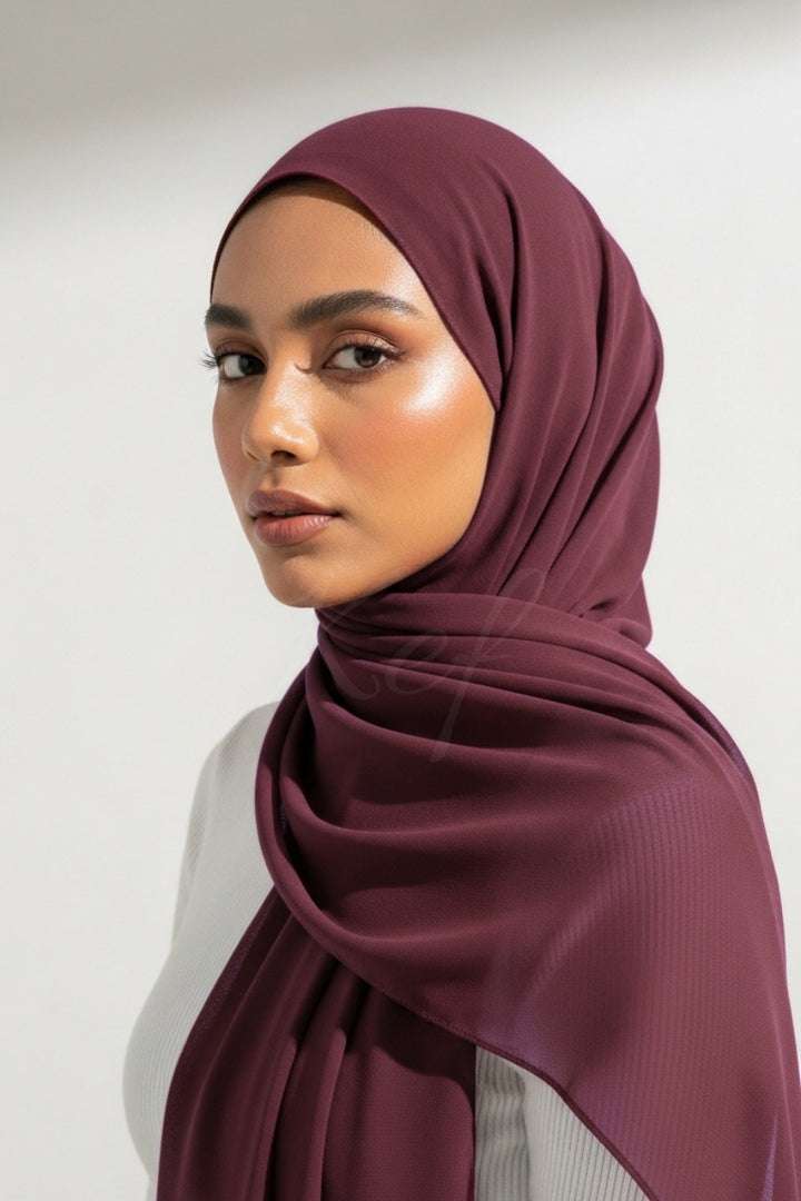 Georgette Hijab - Deep Wood