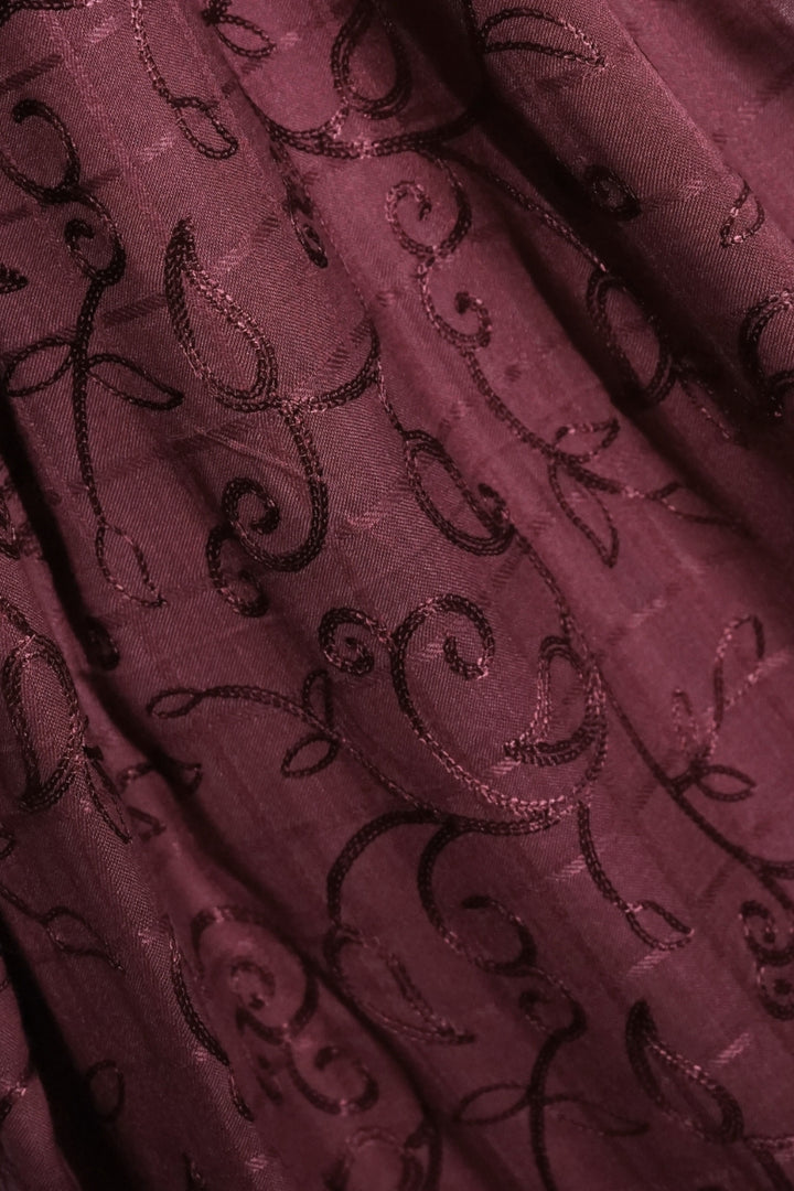 Checkered Embroidery Lawn - Deepwood