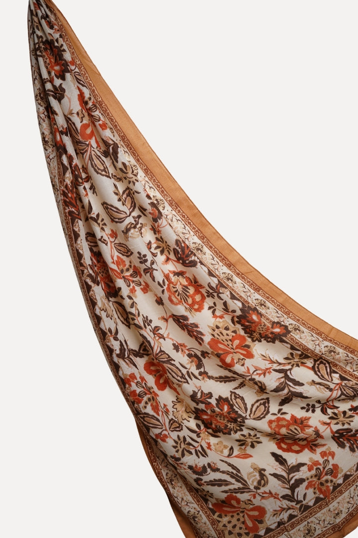 Printed Floral Lawn Hijab - Driftwood