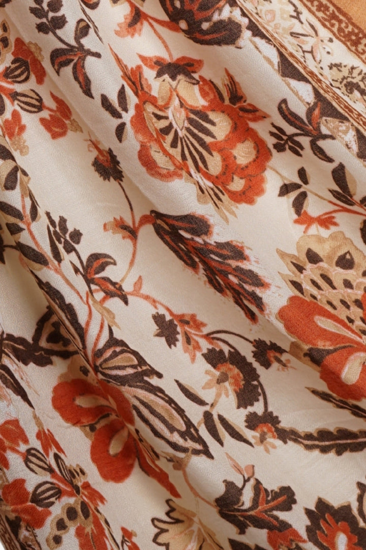 Printed Floral Lawn Hijab - Driftwood