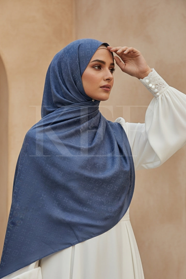 LV Cashmere Hijab -  Dull Blue