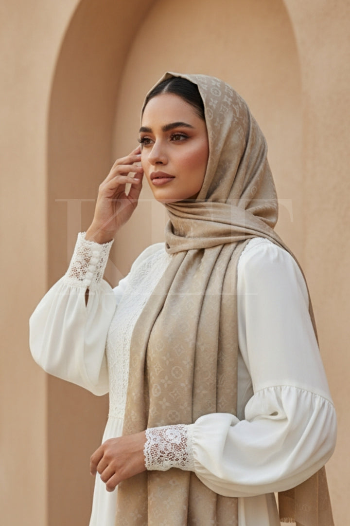 LV Cashmere Hijab -  Dull Gold