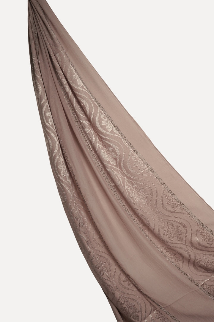 Striped Embroidery Chiffon - Dusty Lavender