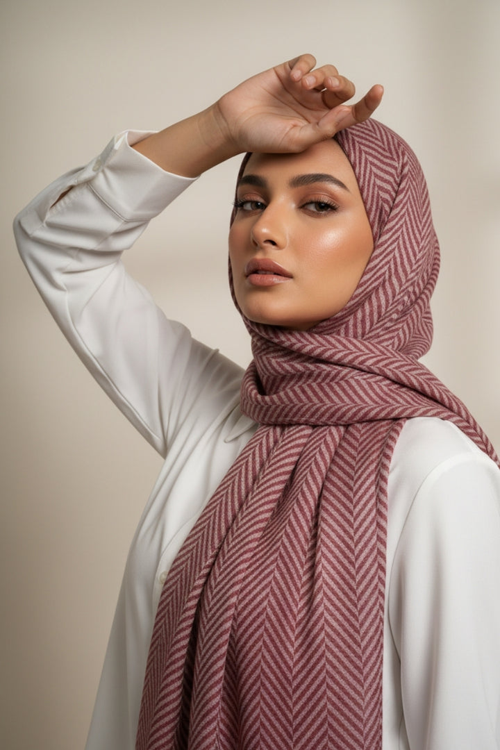 Classic Patterned Cashmere - Dusty Rose