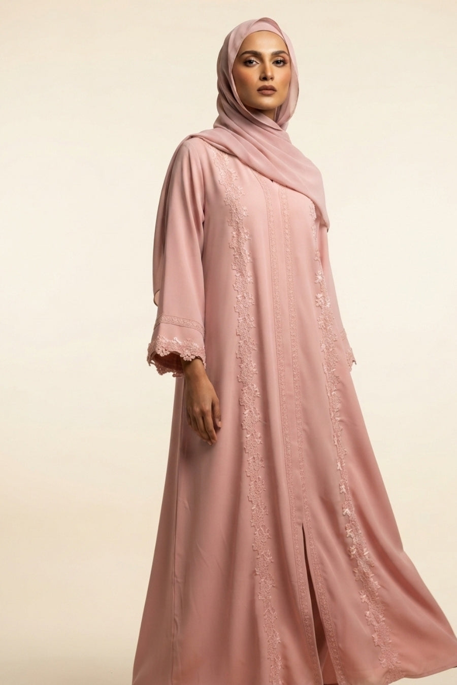 Mauve Laced Abaya