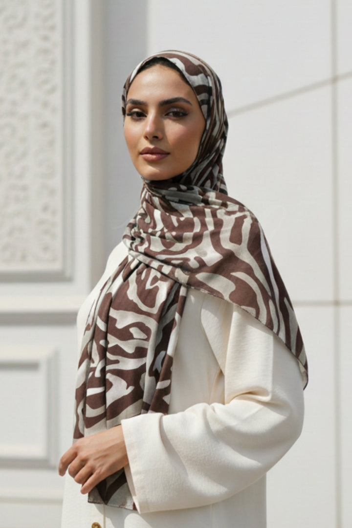 Printed Silk Hijab - Earthbound Echo