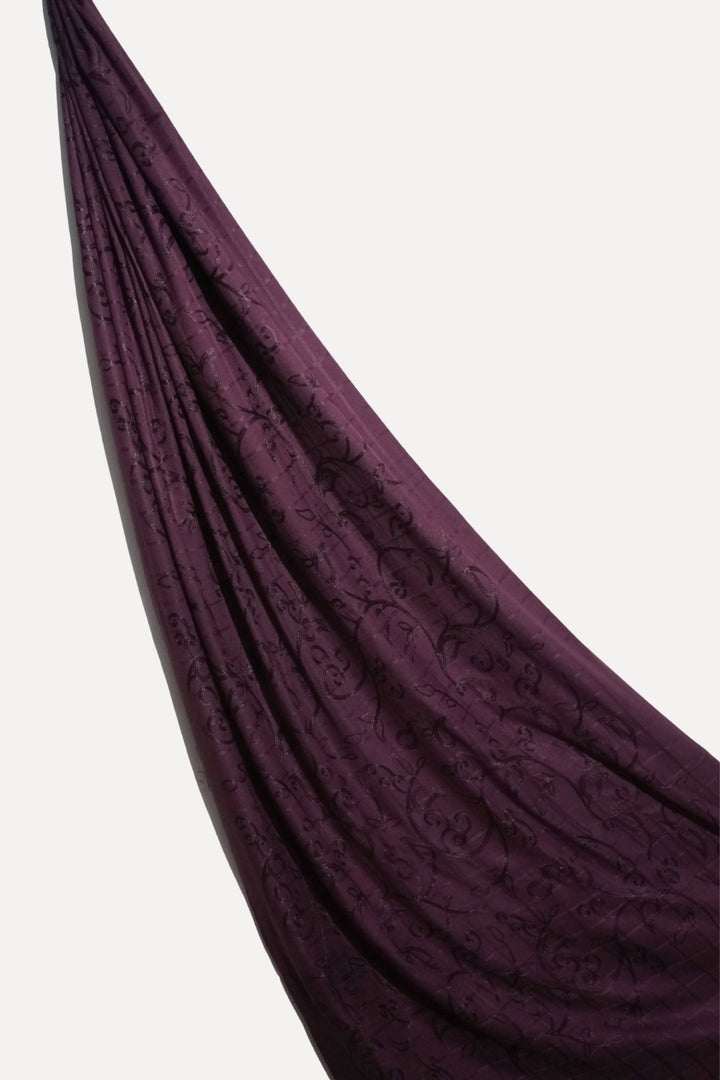 Checkered Embroidery Lawn - Eggplant