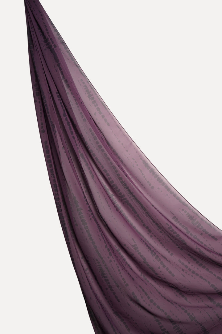 Tiedye Print Chiffon Hijab - Eggplant