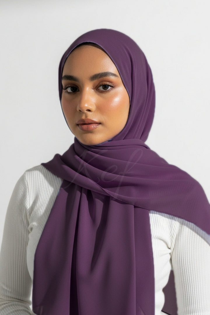 Georgette Hijab - Eggplant