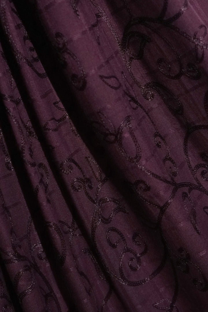 Checkered Embroidery Lawn - Eggplant