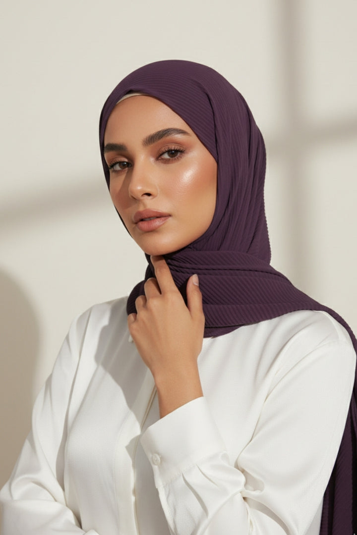 Crinkle Georgette Hijab - Eggplant