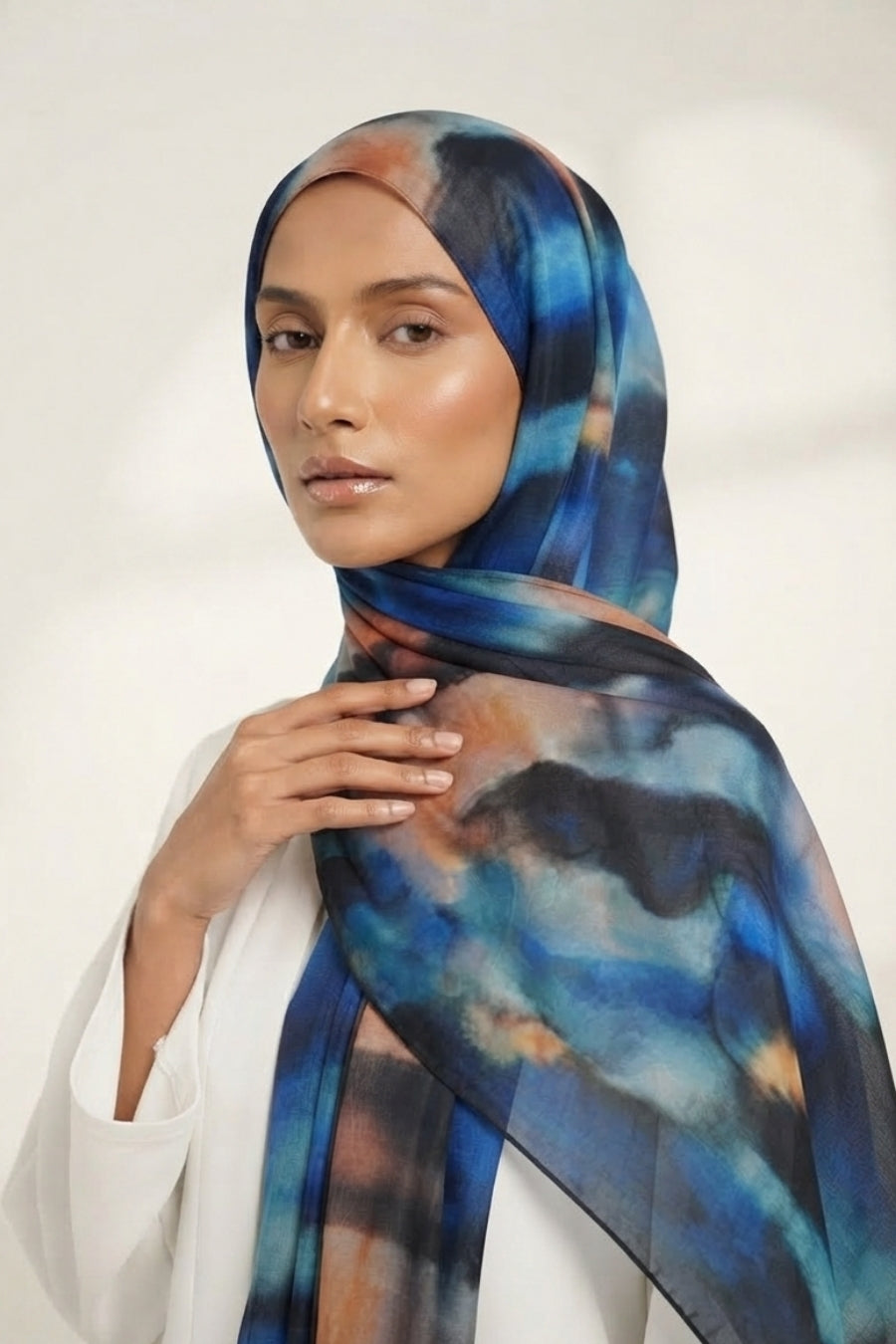 Printed Viscose Modal Hijab - Ember Ocean