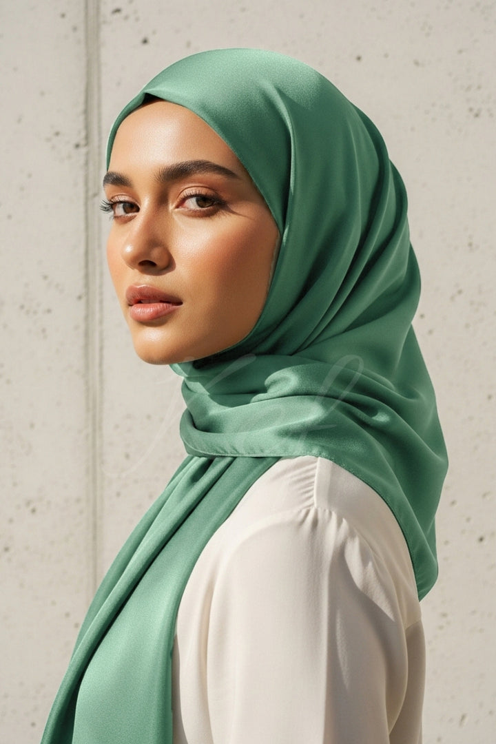 Plain Silk Hijab - Emerald Green