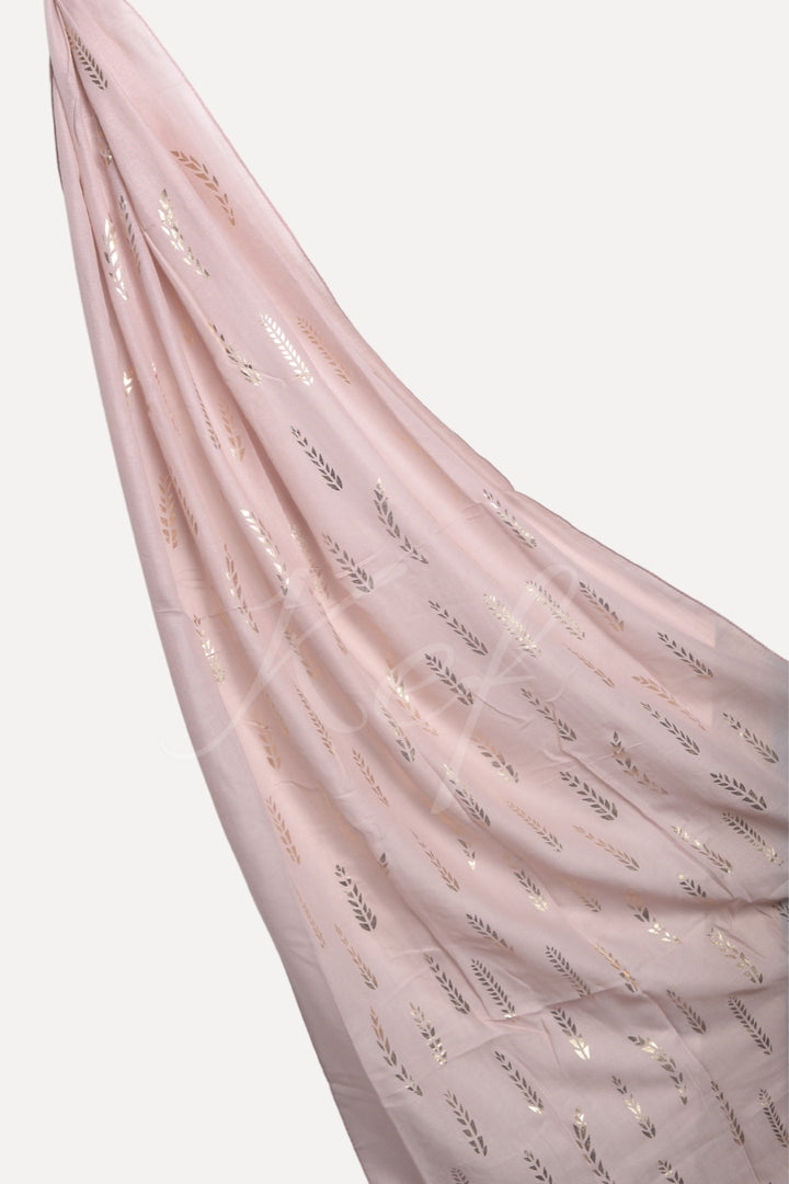 Golden Foil Lawn Hijab - Flamingo