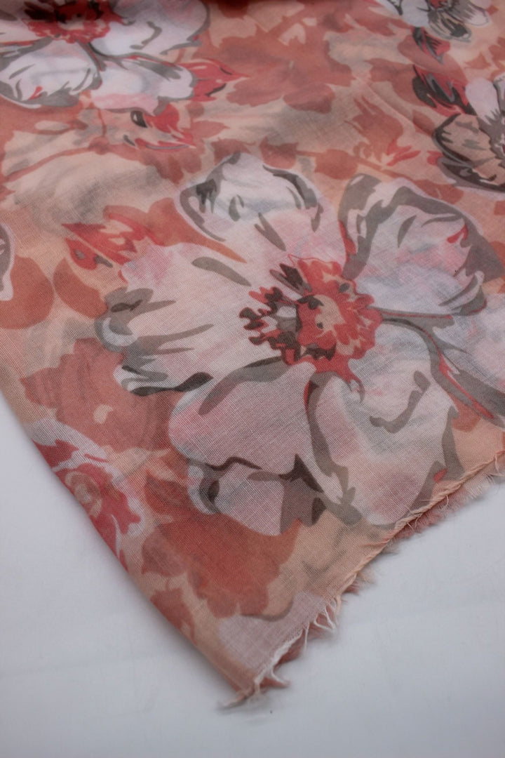 Printed Floral Lawn Hijab - Flamingo