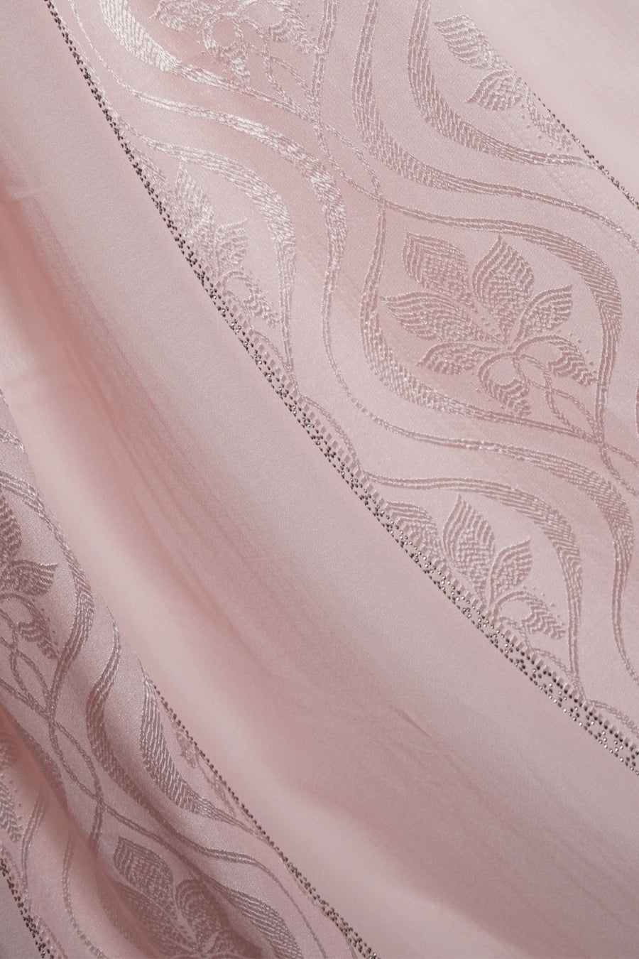 Striped Embroidery Chiffon - Flamingo