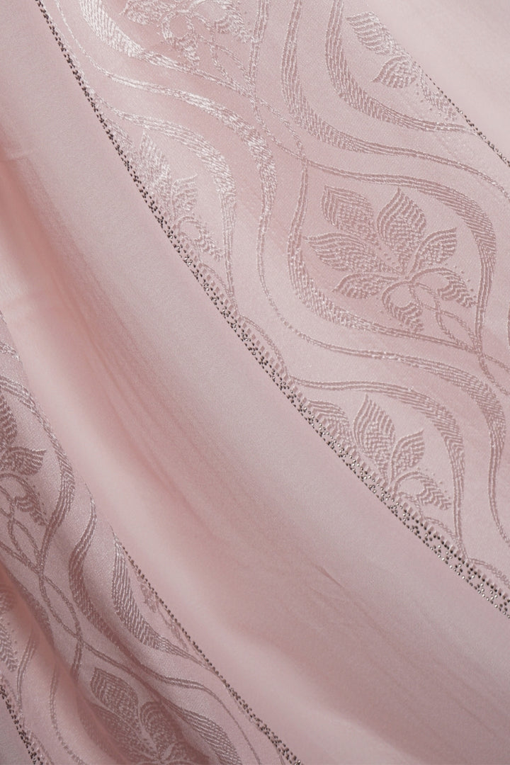 Striped Embroidery Chiffon - Flamingo