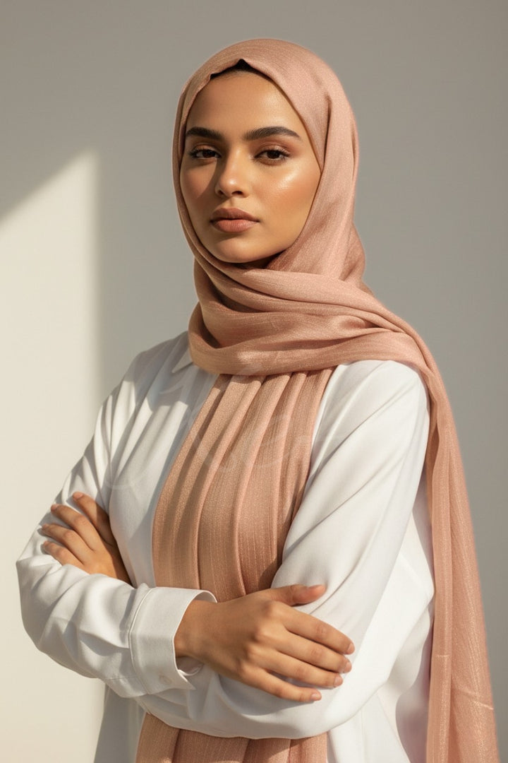 Crinkle Chiffon Hijab - Flamingo (Shimmer)