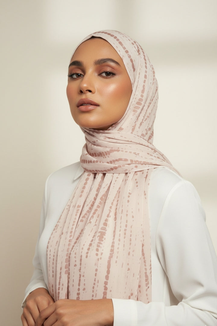Tiedye Print Chiffon Hijab - Flamingo