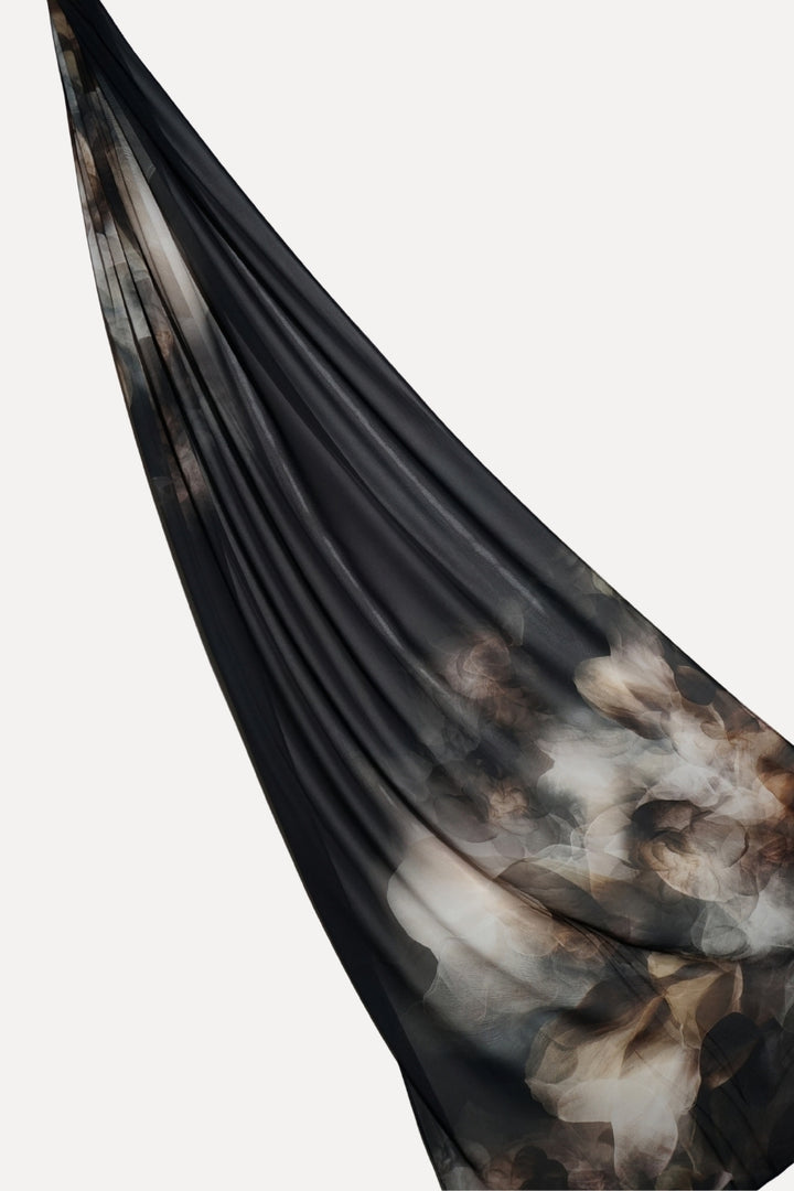 Floral Printed Chiffon Hijab - Floral Black