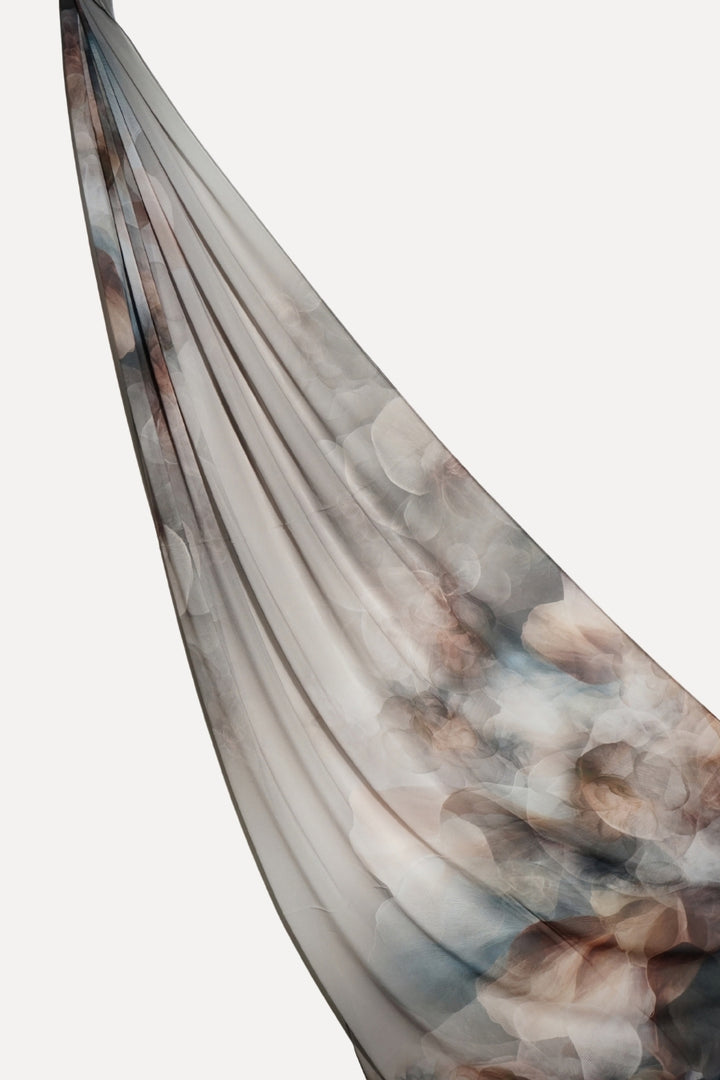 Floral Printed Chiffon Hijab - Floral Grey