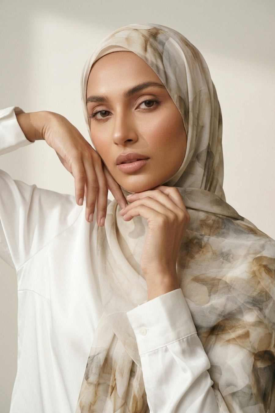 Floral Printed Chiffon Hijab - Floral Olive
