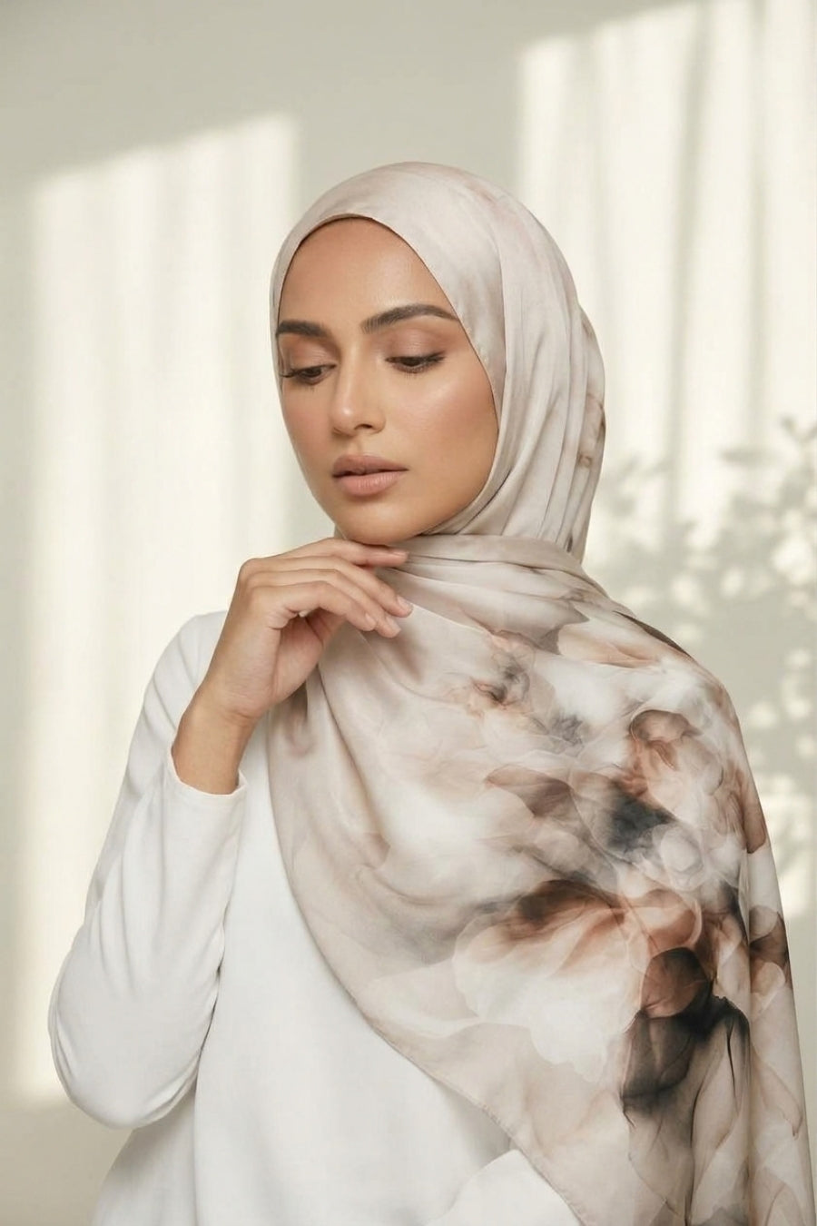 Floral Printed Chiffon Hijab - Floral Platinum